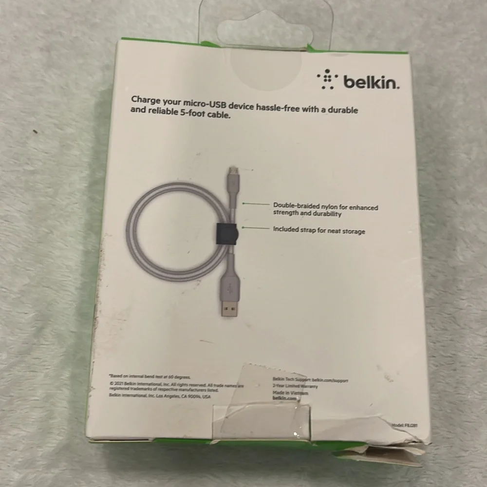 Belkin Boost Up 5 Ft Charge 8 Pins To USB-A Cable & Strap for Samsung LG